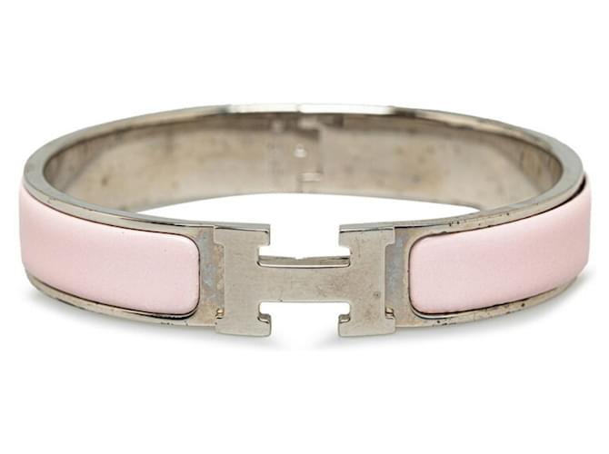 Hermès Bracelet Hermes Click-Clack H PM en Argent Rose Métal Argenté  ref.1486171