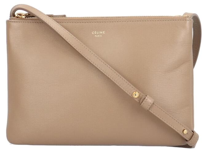 Céline Celine Trio Small Shoulder Bag in Beige Leather  ref.1486176