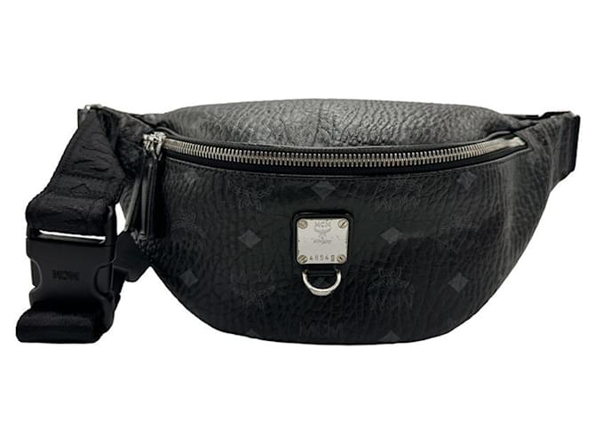 MCM Black Leather Fanny Pack  ref.1486302