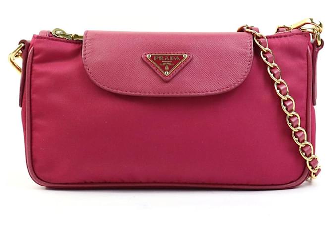 Prada Rote Nylon- und Leder-Schultertasche  ref.1486316