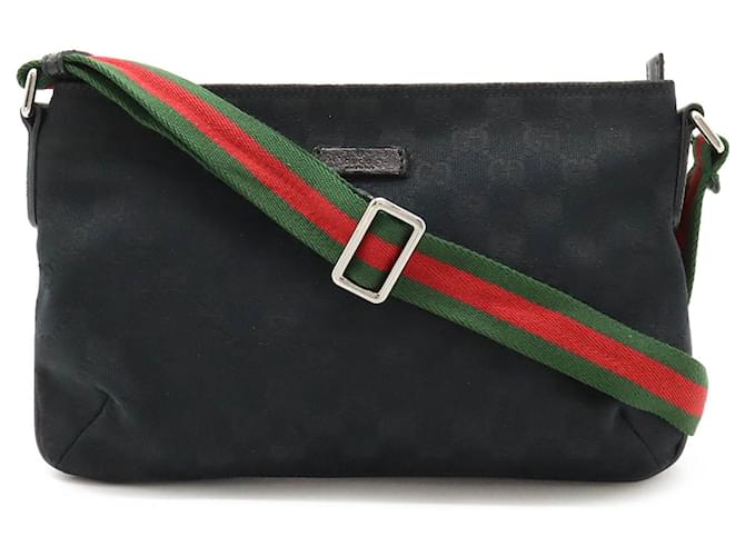 Sac à épaule Gucci GG Canvas Sherry Line Toile Noir Rouge Vert  ref.1486496