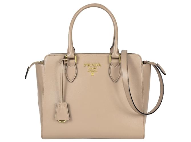 Sac à main en cuir Saffiano beige de Prada  ref.1486521