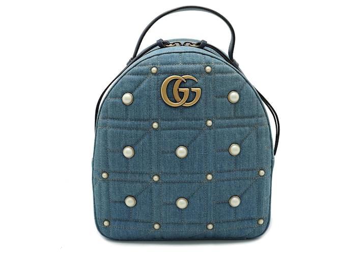 Zaino in denim Gucci GG Marmont Blu chiaro Giovanni  ref.1486672