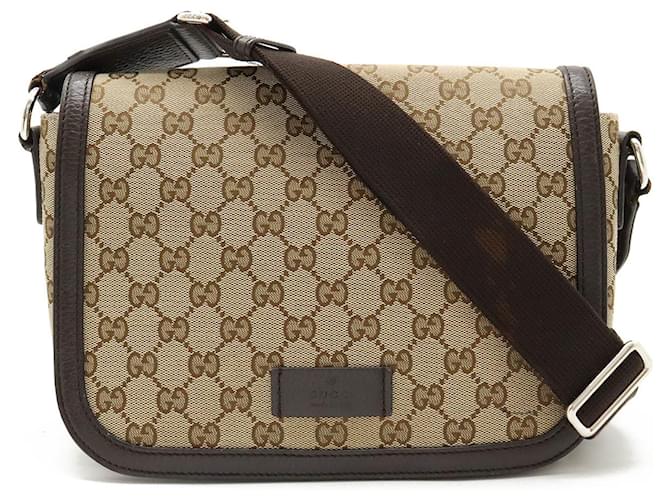 Bolso de Hombro Gucci GG Canvas Marrón oscuro Cuero Lienzo  ref.1486701