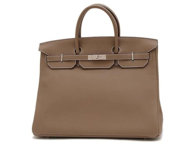 Hermès Bolsa Hermes Birkin 40 em Togo Etoupe Taupe Couro  ref.1486737