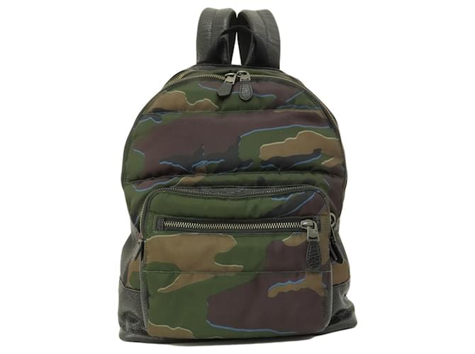 Coach F31319 Camouflage Backpack Black Green Leather Nylon  ref.1486797