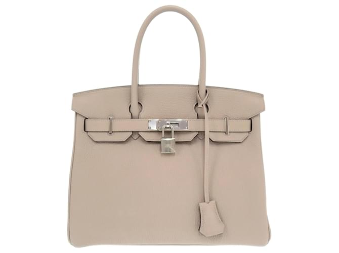 Hermès Bolsa Hermes Birkin 30 Togo na cor Gris Tourterelle Cinza Couro  ref.1486814