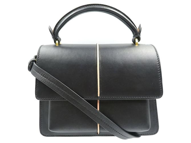 Sac attaché en cuir de veau Marni Noir Beige  ref.1486827