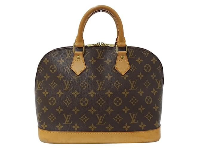 Borsa a mano Alma Monogram Louis Vuitton Marrone Pelle verniciata Tela  ref.1486887