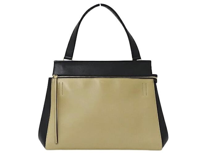 Céline Sac à main en cuir moyen Edge pour femmes Celine Noir Beige  ref.1487086