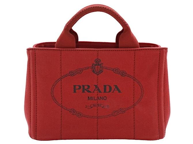 Tote Sac à main en toile rouge Prada  ref.1487091