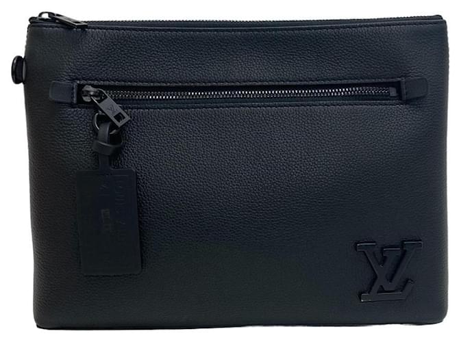 Louis Vuitton Aerogram Pochette Clutch Bag Black Leather  ref.1487147