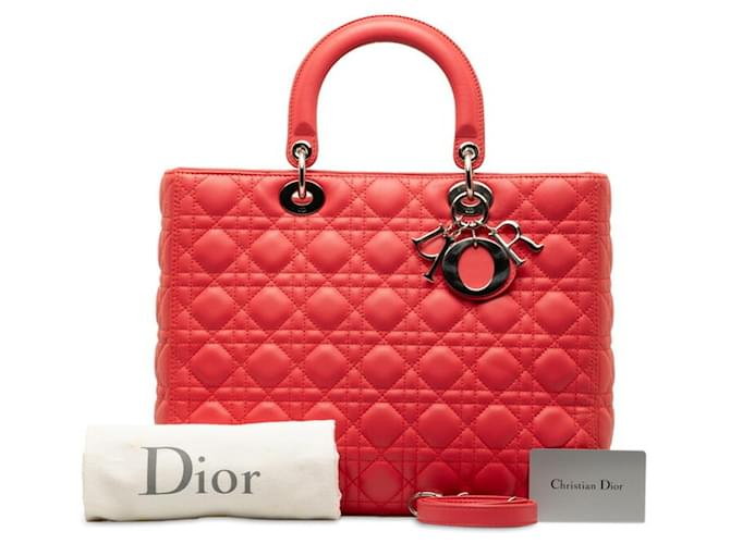 Bolso Lady Cannage Grande de Christian Dior Rosa Cuero  ref.1487339