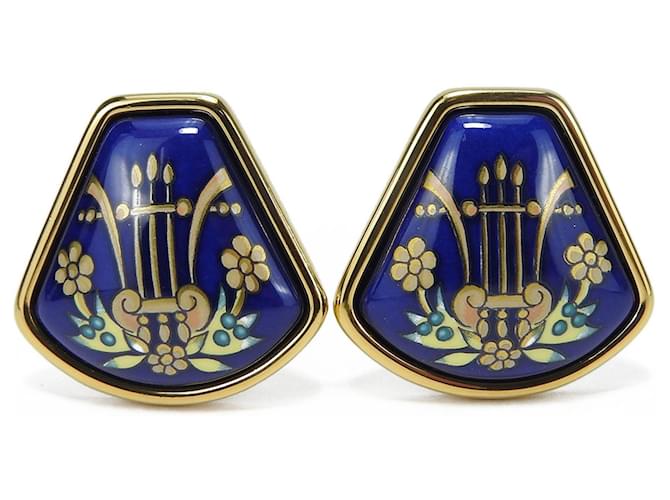 Hermès Hermes Kara Clip Earrings Blue Metal Enamel  ref.1487358