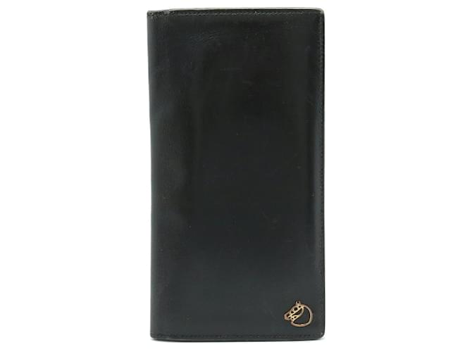 Hermès HERMES Osaka Long Billfold Bi-Fold Wallet Black Pony-style calfskin  ref.1487370