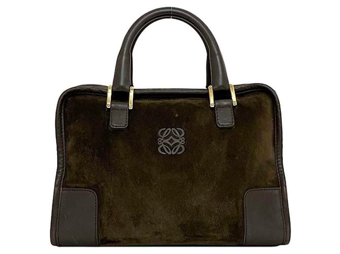 Sac à main Loewe Amazona 28 marron Suede Cuir  ref.1487402