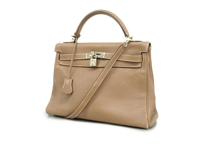 Hermès Hermes Kelly 32 Handbag in Etoupe Gray Taupe Leather  ref.1487424