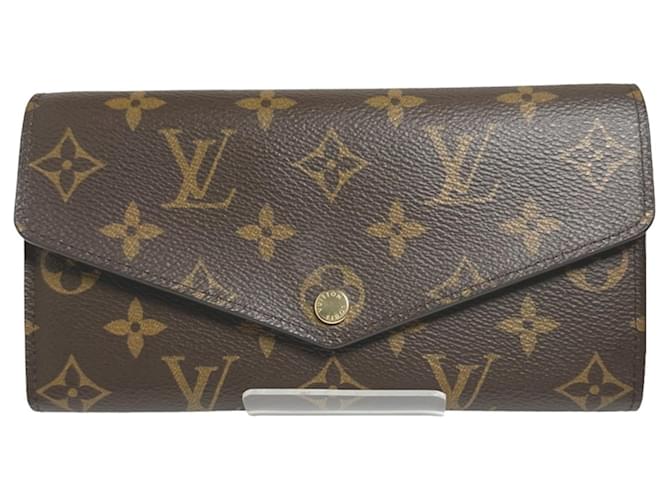 Louis Vuitton Monogramm Portemonnaie Sarah Lang Braun Lackleder Leinwand  ref.1487469