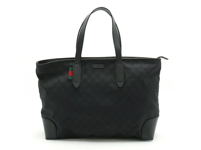 Gucci GG Canvas Tote Bag Black Leather Cloth  ref.1487486