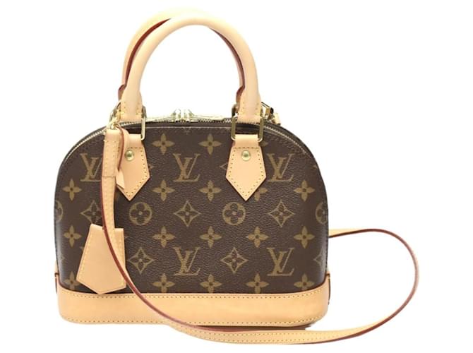 Louis Vuitton Monogram Alma BB Handbag Brown Patent leather Cloth  ref.1487507