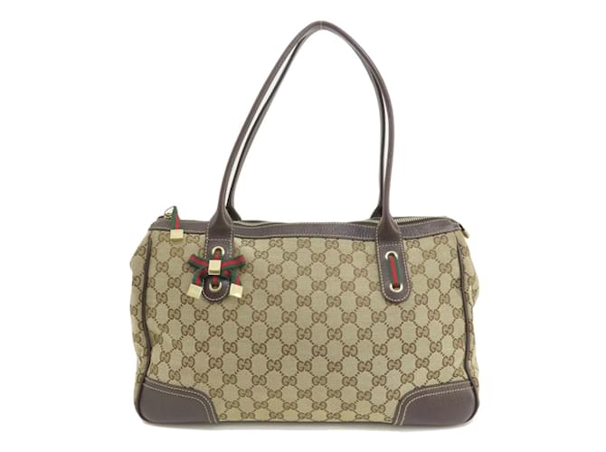 Gucci 177052 GG Sherry Line Tote Bag Brown Cloth  ref.1487519