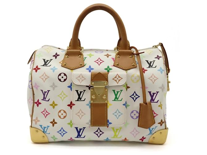 Louis Vuitton Monogram Multicolore Speedy 30 Handbag White Cloth  ref.1487656