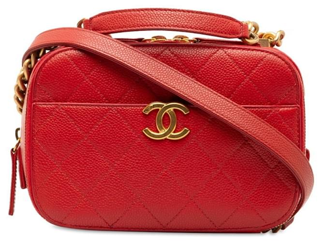 Bolsa de Ombro Chanel Matelassé Coco Mark Chain Vermelho Couro  ref.1487682