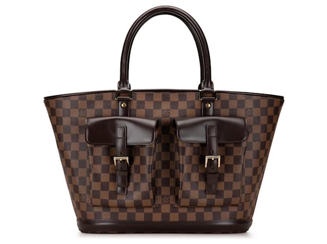 Sac à main tote Louis Vuitton Damier Manosque GM Cuir Plastique Marron  ref.1487690