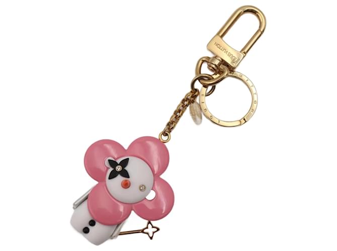 Louis Vuitton Porte Cle Vivienne Snowman Keychain Pink White Plastic  ref.1487765