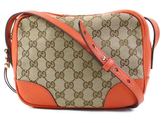 Gucci Brown and Orange Shoulder Bag Leather Cloth  ref.1487858