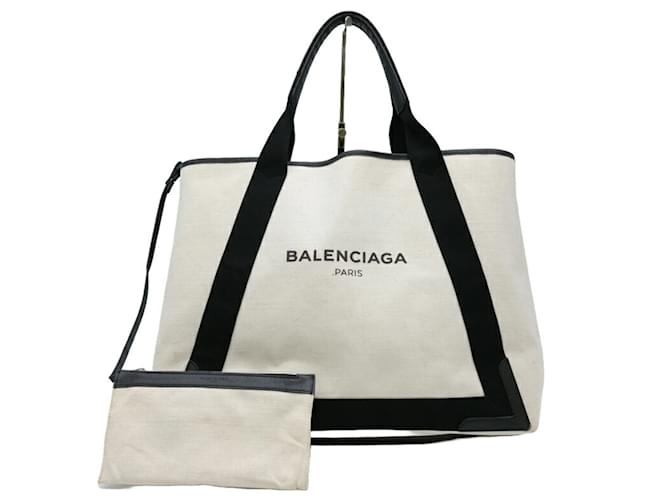 Balenciaga Navy Cabas Tote Bag Black White Cloth  ref.1487989