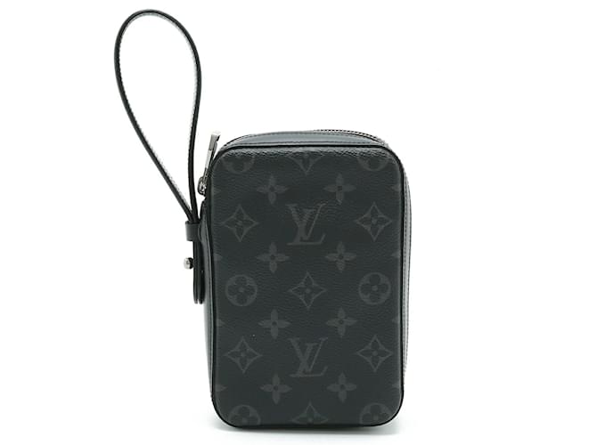 Louis Vuitton Monogram Eclipse Box Clutch Handbag Leather Cloth  ref.1488073