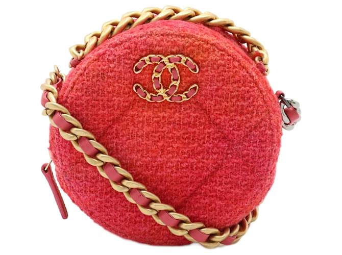 Chanel Vintage Reproduction Pochette Red Tweed  ref.1488116