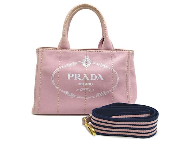 Tote Bolsa de mão Prada CANAPA para mulheres Rosa Lona  ref.1488190