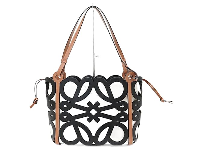 Sac tote Loewe Anagram Cutout Small en cuir noir  ref.1488314