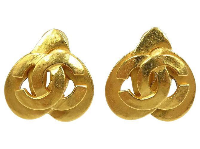 Pendientes de metal dorado Chanel Coco Mark