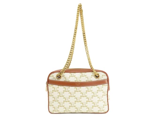 Céline Celine Small Patapan Shoulder Bag for Women Brown White