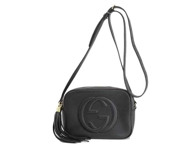 Bolso de hombro Gucci 308364 Soho Interlocking G Negro Cuero  ref.1488631