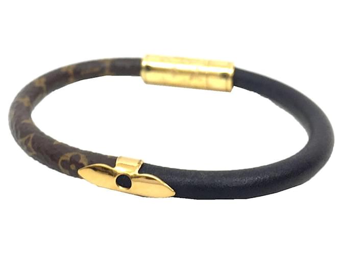 Bracelet Charme Monogram Louis Vuitton Cuir Cuir vernis Noir Monogramme  ref.1488809