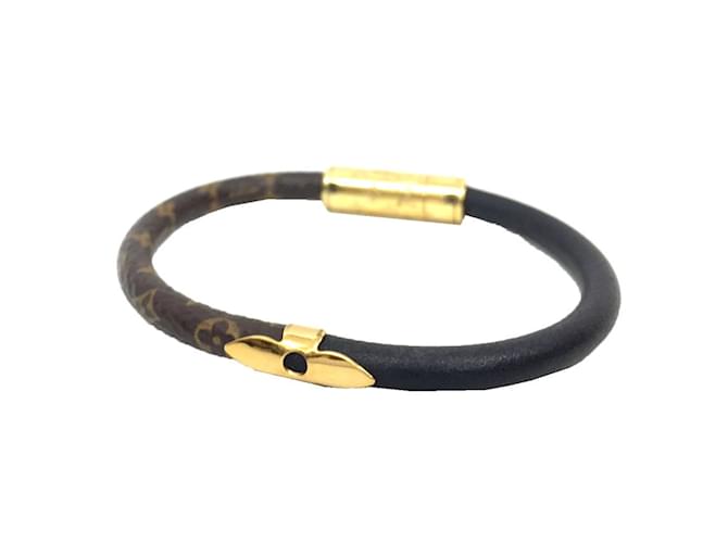 Bracelet Charme Monogram Louis Vuitton Cuir Cuir vernis Noir Monogramme  ref.1488811