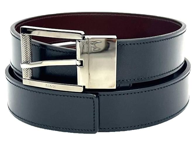 Cinto de couro reversível Gucci Marrom Preto  ref.1488832