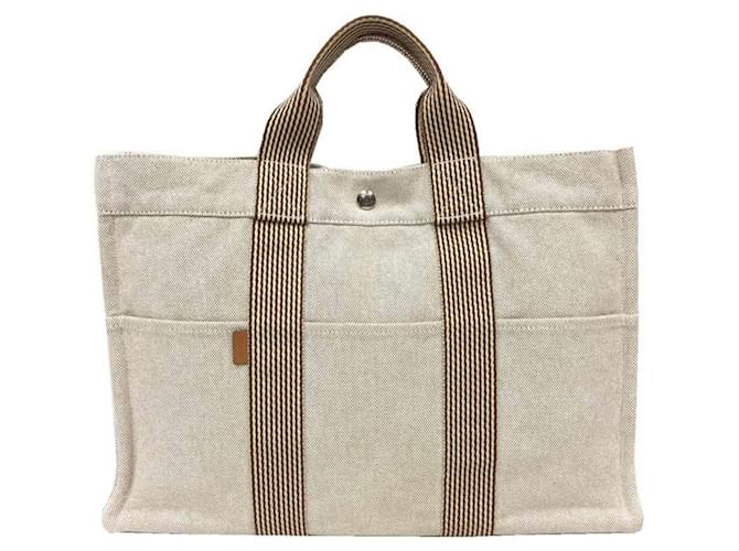 Sac tote Fourre Tout MM d'Hermès Tissu Beige Écru  ref.1488840