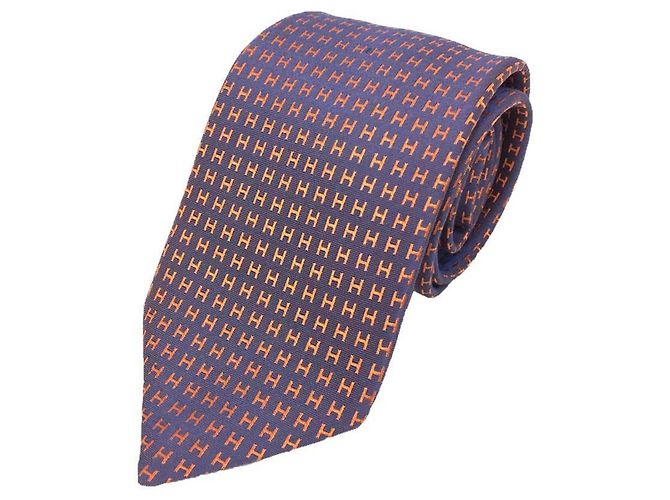 Hermès Hermes Silk Cravat in Orange and Violet Purple