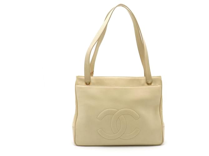 Sac tote Chanel Coco Mark en cuir caviar beige  ref.1488889