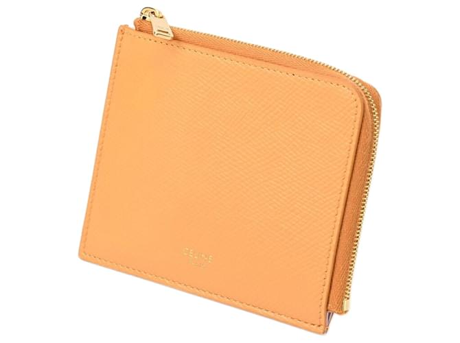 Céline Celine L-Shaped Coin Purse in Orange and Pink Leather  ref.1488967