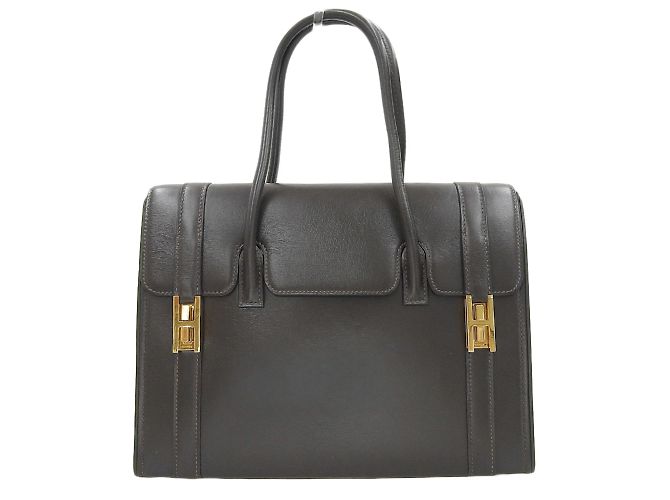 Hermès Bolsa Hermes Drag 27 em couro box chocolate