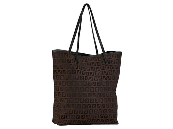 Fendi Zucchino Tote Bag Braun Schwarz Leder Leinwand  ref.1489165