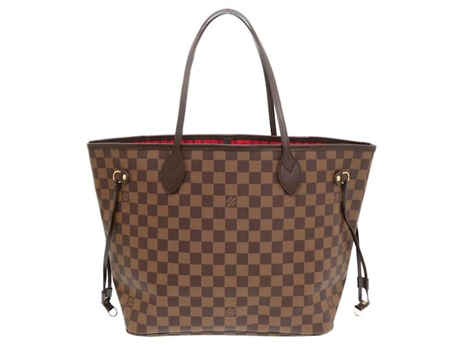 Sac tote Louis Vuitton Neverfull MM Damier Cerise Toile Marron Damier ebène  ref.1489177