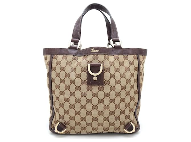 Gucci Abby 130739 Tote Bag Brown Beige Leather Cloth  ref.1489224