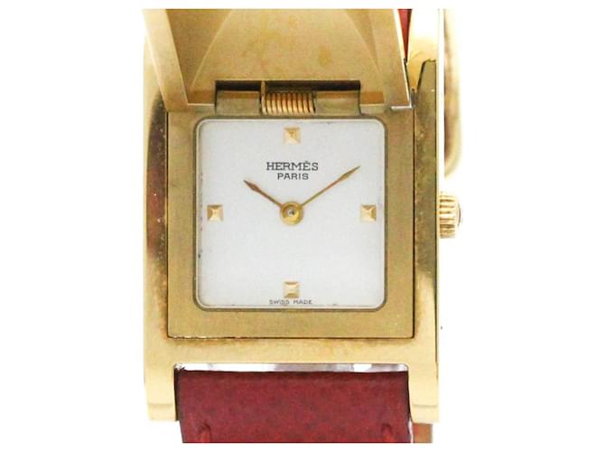 Hermès Hermes Medor Gold Plated Leather Quartz Ladies Watch  ref.1489425